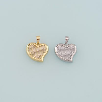 18K Gold Filled Heart CZ Charm Pendant for Jewelry Making