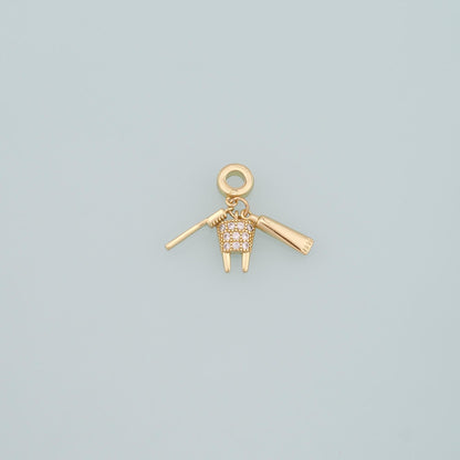 Gold Toothbrush Charms,18K Gold Filled Teeth Pendant,CZ Micro Pave Toothpaste Charm Bracelet Necklace for DIY Jewelry Making 