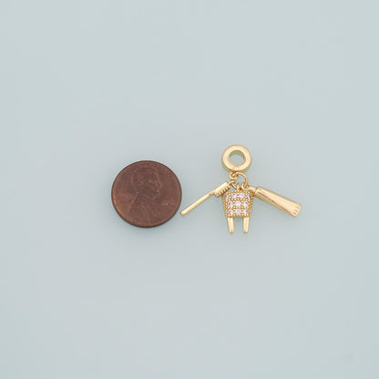 Gold Toothbrush Charms,18K Gold Filled Teeth Pendant,CZ Micro Pave Toothpaste Charm Bracelet Necklace for DIY Jewelry Making 