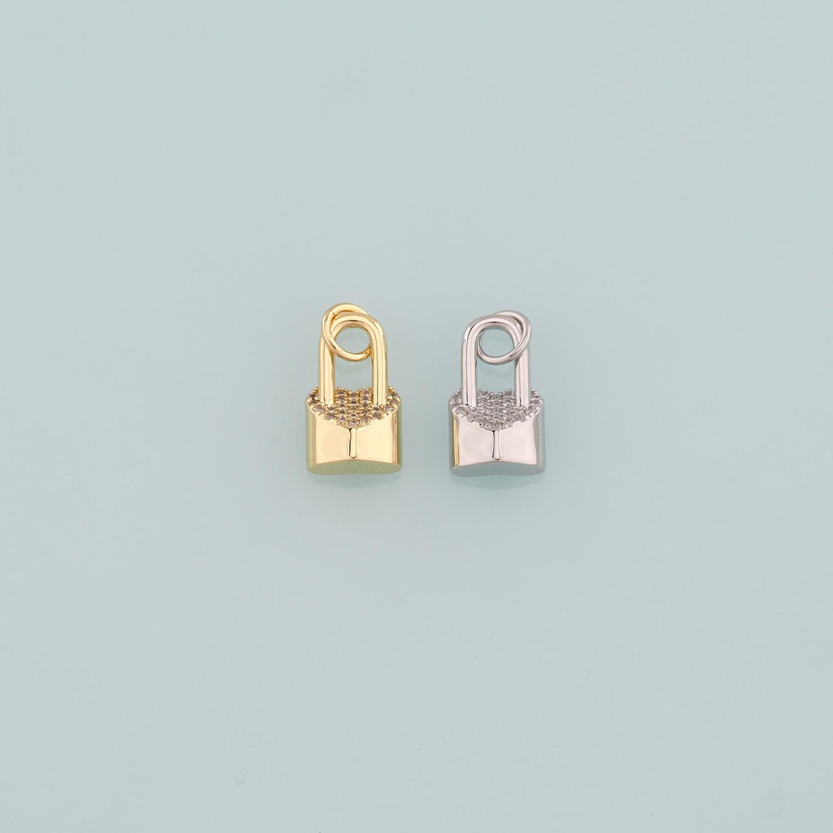 18K Gold Filled Key CZ Charm Pendant for Jewelry Making