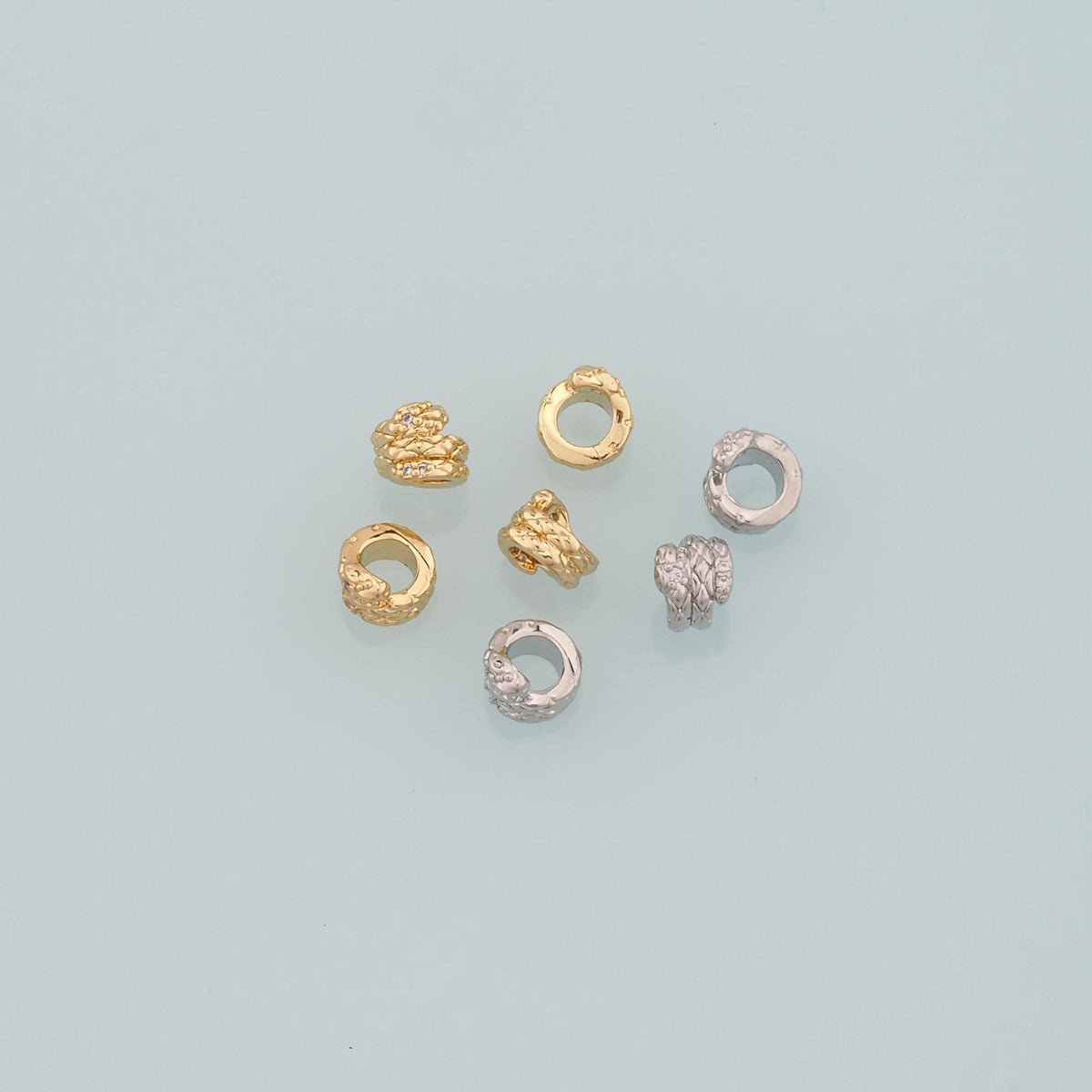 Gold Snake Beads,18K Gold Filled Snake Spacer Bead Bracelet Necklace for DIY Jewelry Making Supply