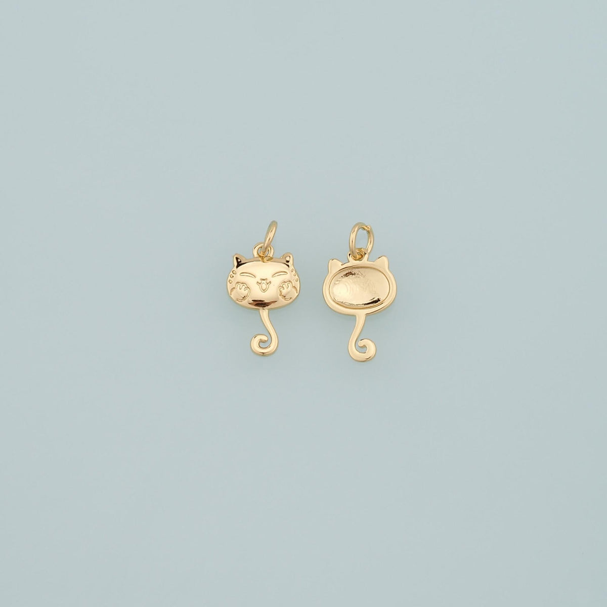 18K Gold Filled Cat Charm Pendant for Jewelry Making