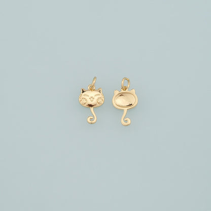 18K Gold Filled Cat Charm Pendant for Jewelry Making