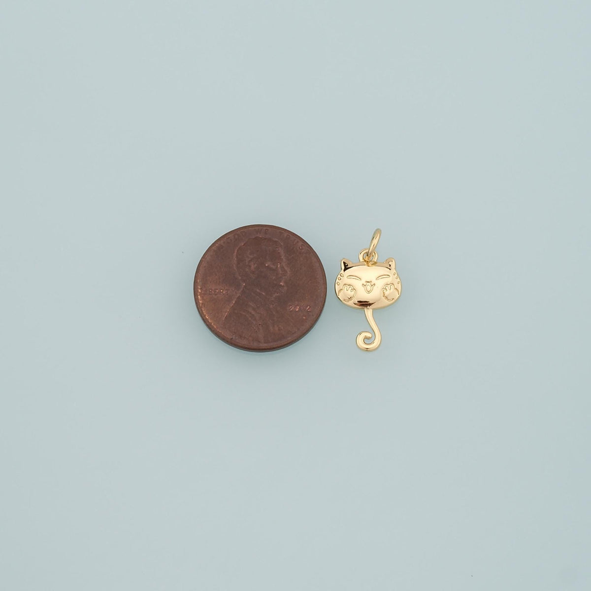 18K Gold Filled Cat Charm Pendant for Jewelry Making