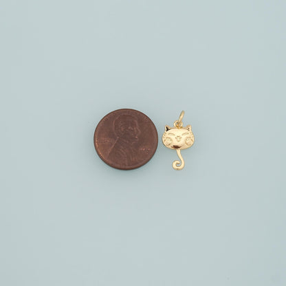 18K Gold Filled Cat Charm Pendant for Jewelry Making