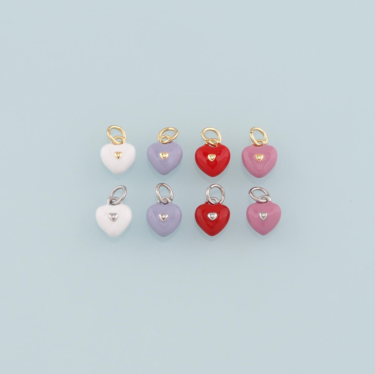 Gold Heart Charms,18K Gold Filled Heart Pendant,Enamel Heart Charm Bracelet Necklace for DIY Jewelry Making Supply