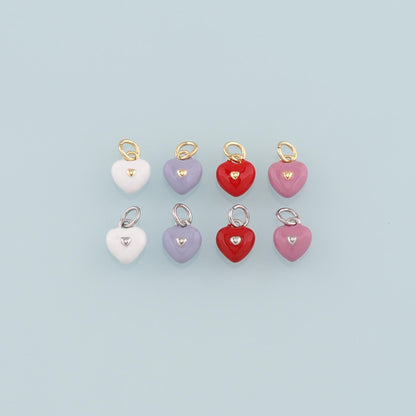 Gold Heart Charms,18K Gold Filled Heart Pendant,Enamel Heart Charm Bracelet Necklace for DIY Jewelry Making Supply