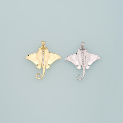 18K Gold Filled Cubic Zirconia Fish Charm Pendant for Jewelry Making
