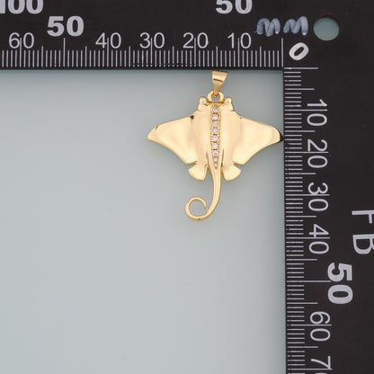 18K Gold Filled Cubic Zirconia Fish Charm Pendant for Jewelry Making