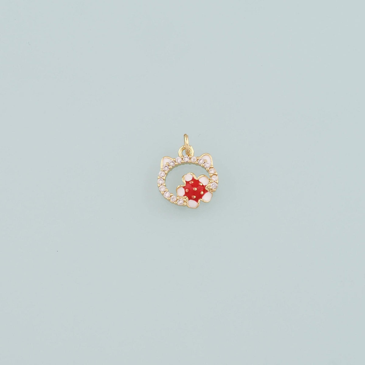 18K Gold Filled Cat CZ Charm Pendant for Jewelry Making