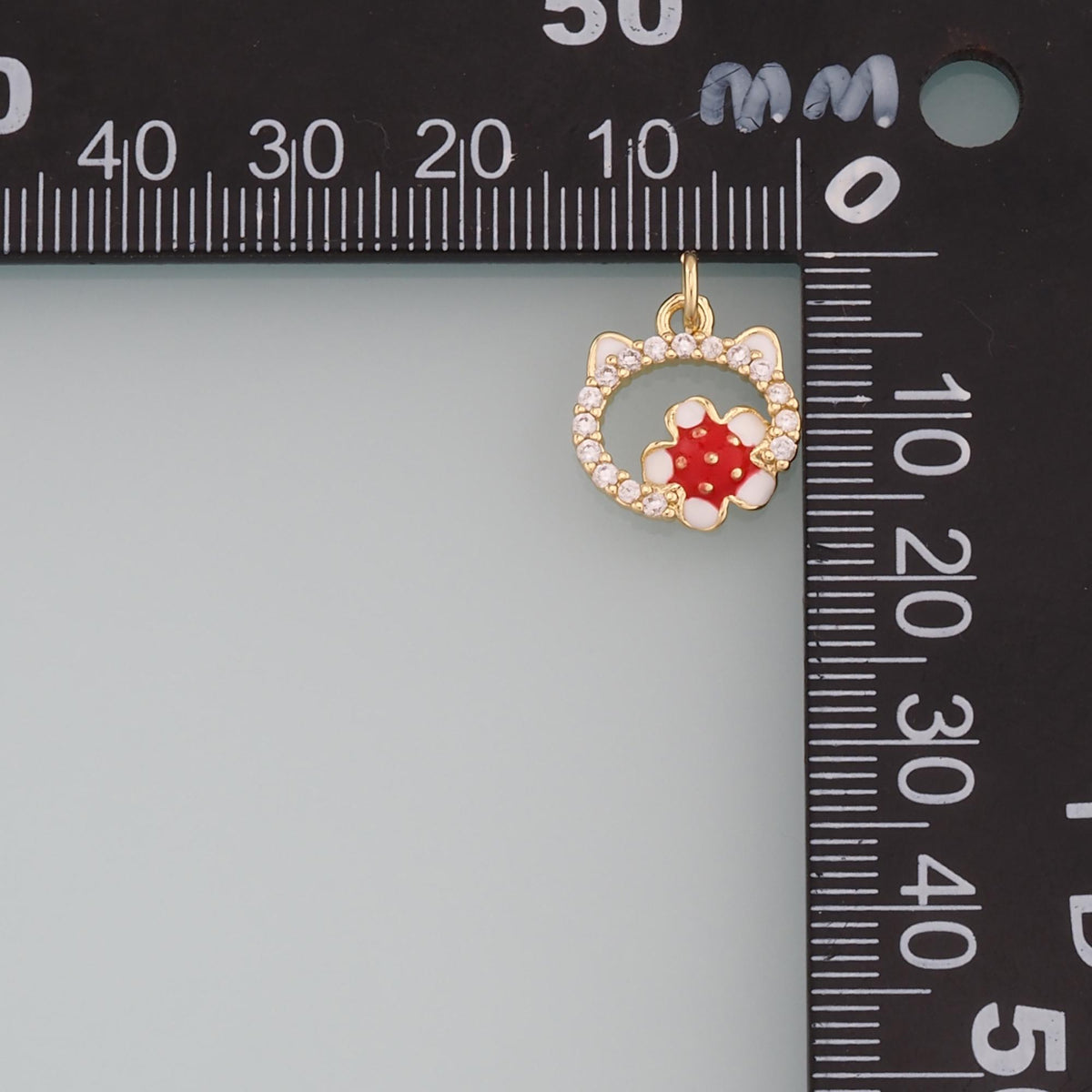 18K Gold Filled Cat CZ Charm Pendant for Jewelry Making