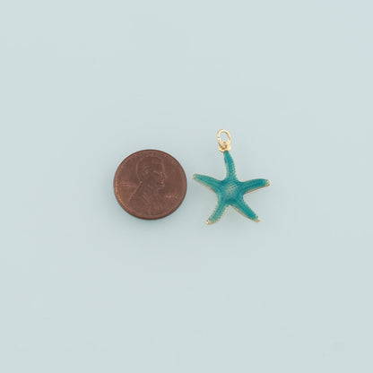 Gold Starfish Charms,18K Gold Filled Sea Star Pendant,Enamel Starfish Charm Bracelet Necklace for DIY Jewelry Making Supply