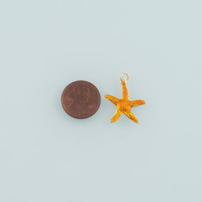 Gold Starfish Charms,18K Gold Filled Sea Star Pendant,Enamel Starfish Charm Bracelet Necklace for DIY Jewelry Making Supply