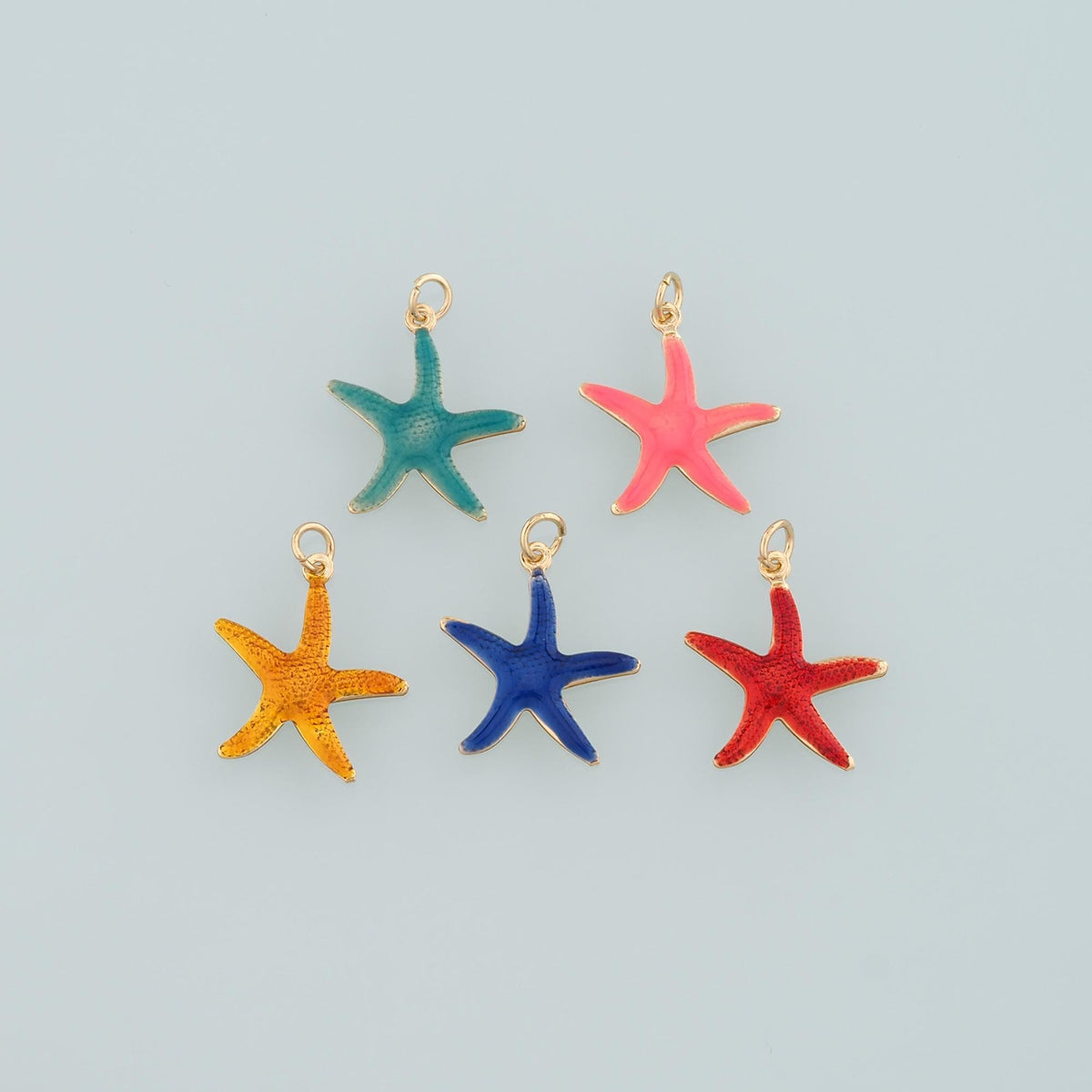 Gold Starfish Charms,18K Gold Filled Sea Star Pendant,Enamel Starfish Charm Bracelet Necklace for DIY Jewelry Making Supply