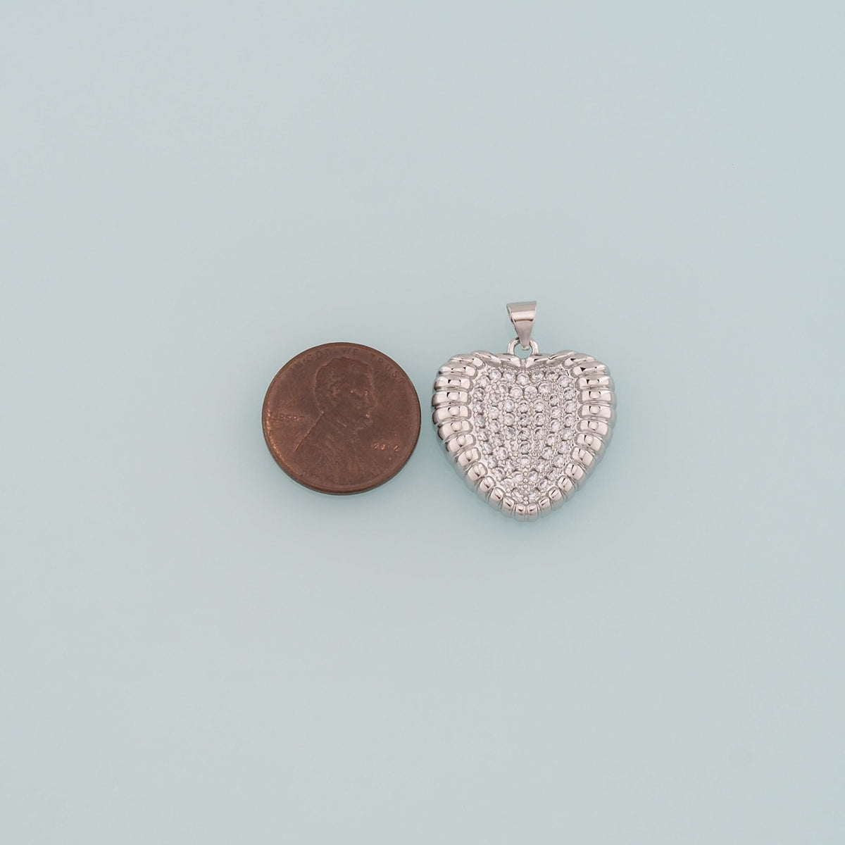 18K Gold Filled Heart CZ Charm Pendant for Jewelry Making