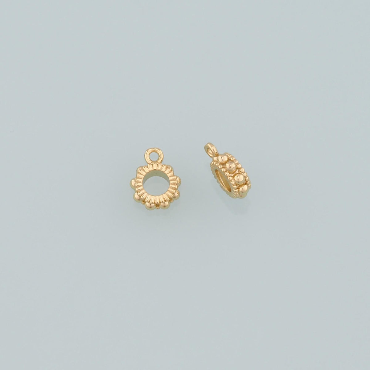 Gold Round Beads Charms,18K Gold Filled Round spacer beads Bracelet Necklace for DIY Jewelry Making Supply