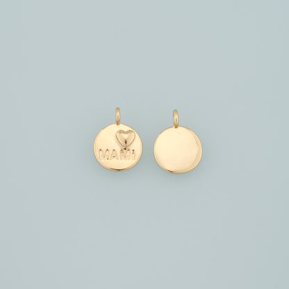 18K Gold Filled Mama Pendant,Dainty Heart Mama Charm Bracelet Necklace for DIY Jewelry Making Supply