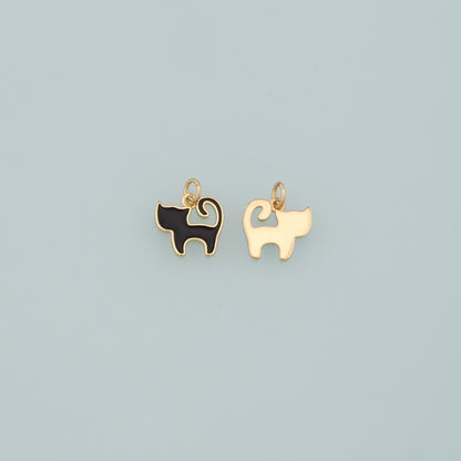 18K Gold Filled Enamel Cat Charm Pendant for Jewelry Making