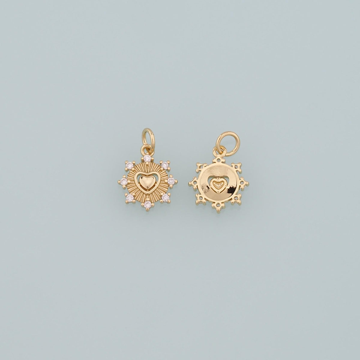 18K Gold Filled Heart CZ Charm Pendant for Jewelry Making