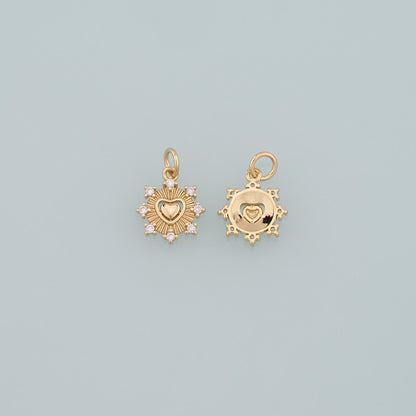 18K Gold Filled Heart CZ Charm Pendant for Jewelry Making