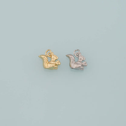 18K Gold Filled Squirrel Pendant,Dainty Animal Charm Bracelet Necklace for DIY Jewelry Making Supply