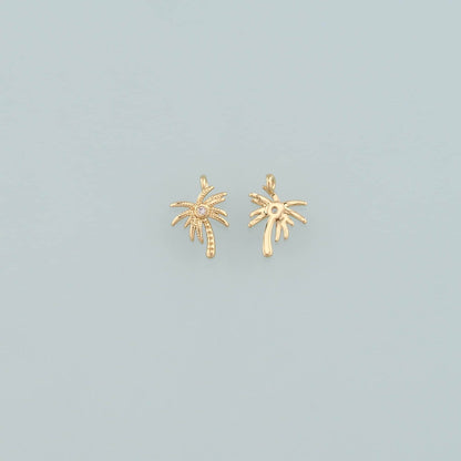 Gold Palm Tree Charms,18K Gold Filled Palm tree Pendant,Coconut tree Charm Bracelet Necklace for DIY Jewelry Making Supply
