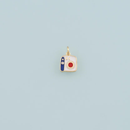 Gold Camera Charms,18K Gold Filled Camera Pendant,Enamel Camera Charm Bracelet Necklace for DIY Jewelry Making Supply