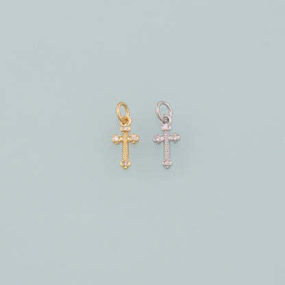 Gold Cross Charms,18K Gold Filled Cross Pendant,CZ Micro Pave Religion Charm Bracelet Necklace for DIY Jewelry Making Supply