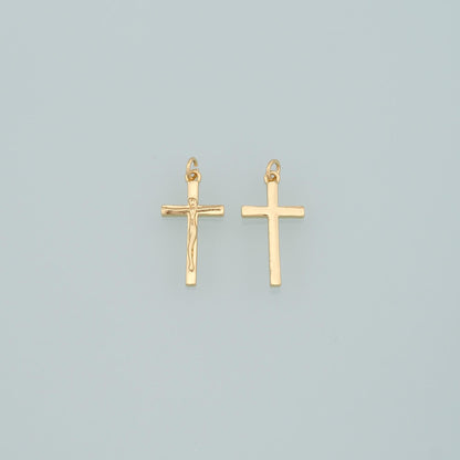 Gold Jesus Charms,18K Gold Filled Cross Pendant,Religion Charm Bracelet Necklace for DIY Jewelry Making Supply