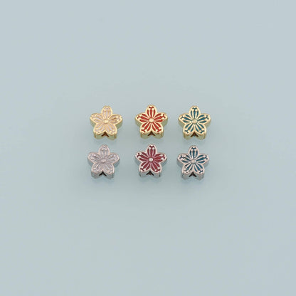 Gold Flower Spacer Beads Charms,18K Gold Filled Flower Bracelet Necklace for DIY Jewelry Making Supply