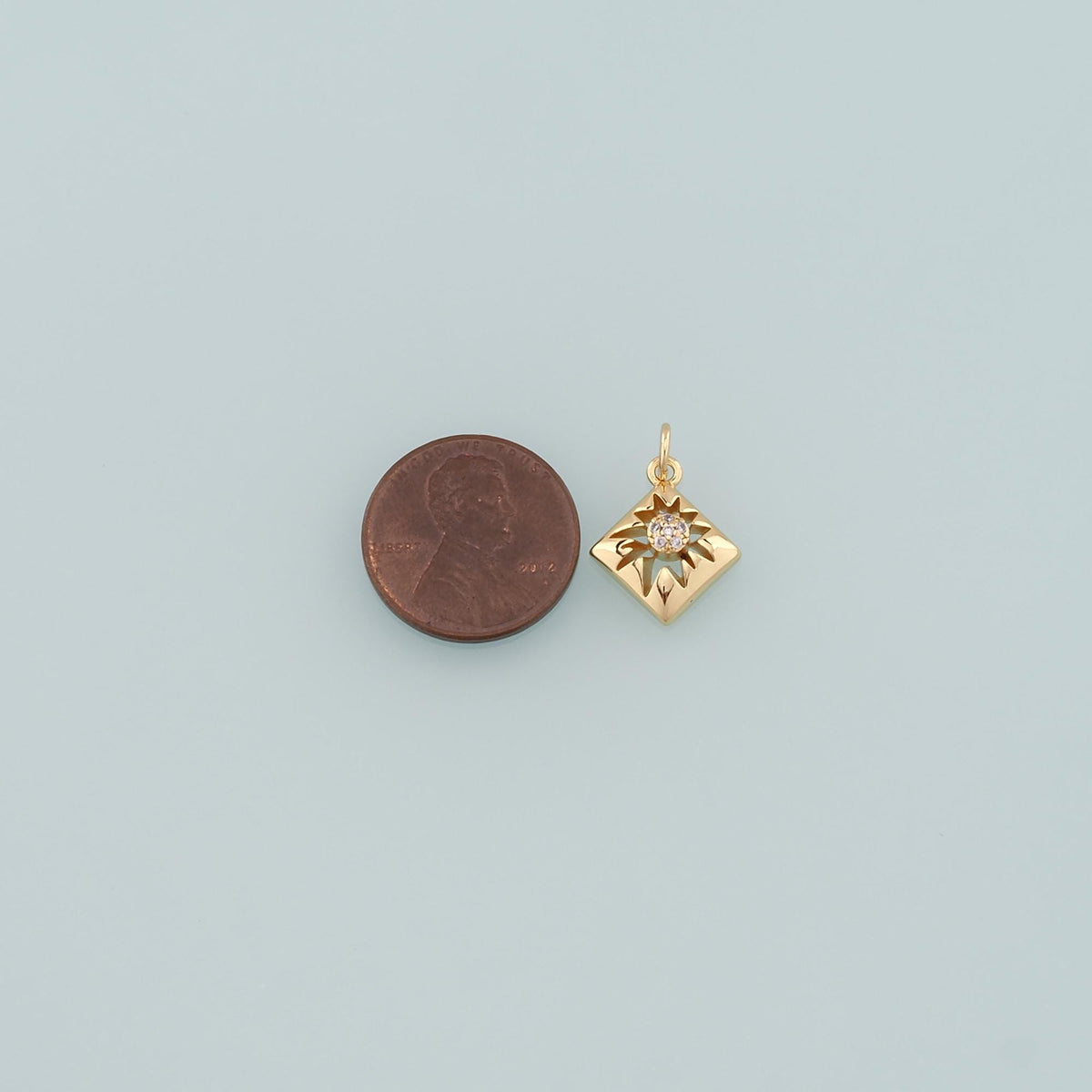 18K Gold Filled Rhombus Pendant,CZ Micro Pave Rhombus Charm Bracelet Necklace for DIY Jewelry Making Supply