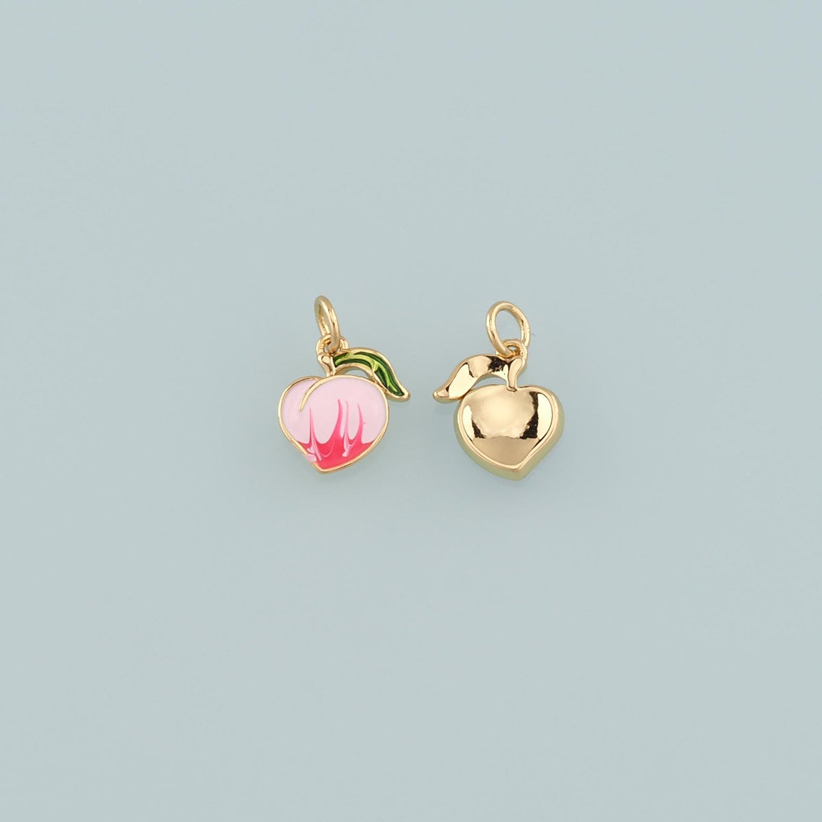 18K Gold Filled Peach Pendant,Enamel Fruit Charm Bracelet Necklace for DIY Jewelry Making Supply