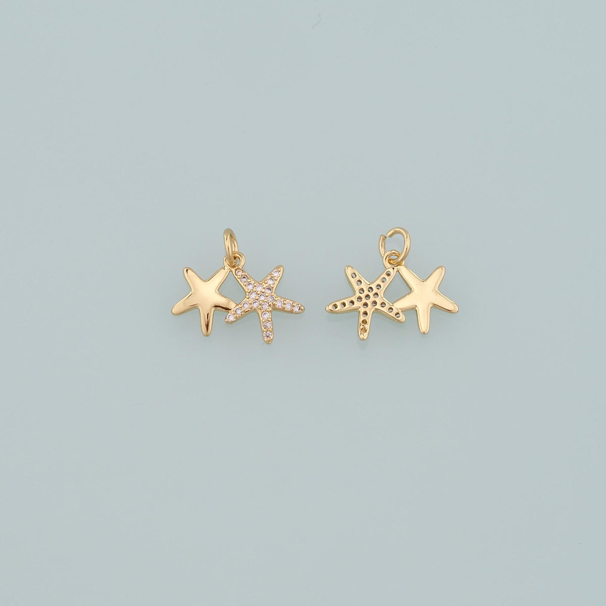 Gold Starfish Charms,18K Gold Filled Sea Star Pendant,CZ Micro Pave Starfish Charm Bracelet Necklace for DIY Jewelry Making S