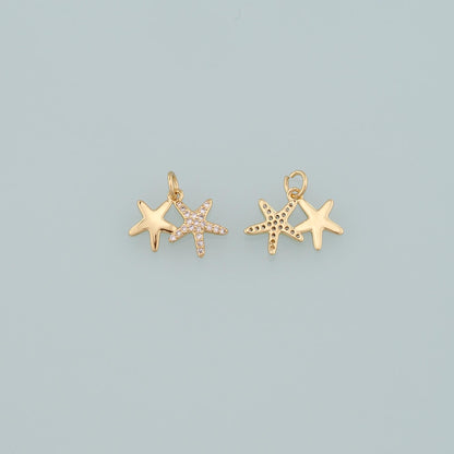 Gold Starfish Charms,18K Gold Filled Sea Star Pendant,CZ Micro Pave Starfish Charm Bracelet Necklace for DIY Jewelry Making S