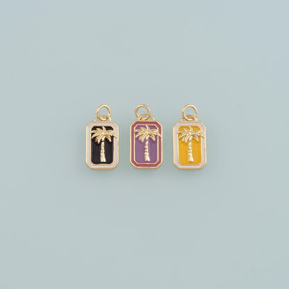 18K Gold Filled Tree Enamel Charm Pendant for Jewelry Making