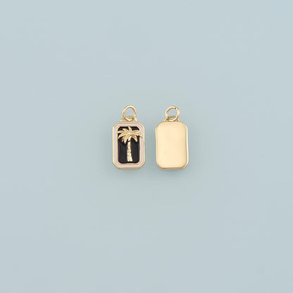 18K Gold Filled Tree Enamel Charm Pendant for Jewelry Making