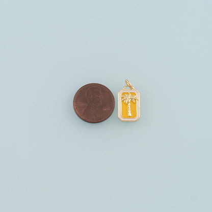 18K Gold Filled Tree Enamel Charm Pendant for Jewelry Making