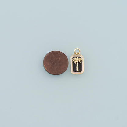18K Gold Filled Tree Enamel Charm Pendant for Jewelry Making