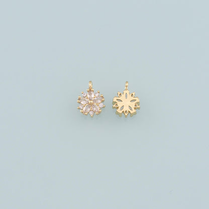 Gold Flower Charms,18K Gold Filled Flower Pendant,CZ Micro Pave Flower Charm Bracelet Necklace for DIY Jewelry Making Supply