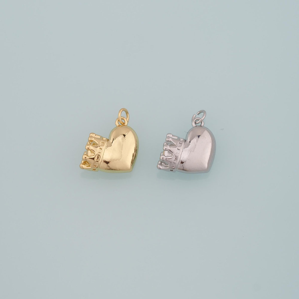 Gold Crown Charms,18K Gold Filled Crown Pendant,Heart Crown Charm Bracelet Necklace for DIY Jewelry Making Supply