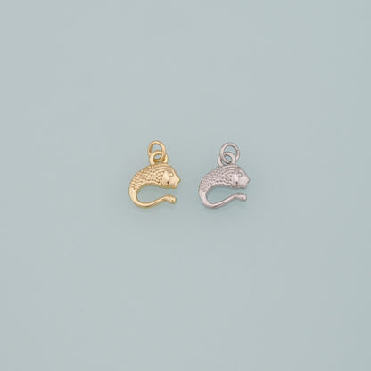 Gold Fish Charms,18K Gold Filled Fish Pendant,Dainty Fish Charm Bracelet Necklace for DIY Jewelry Making Supply