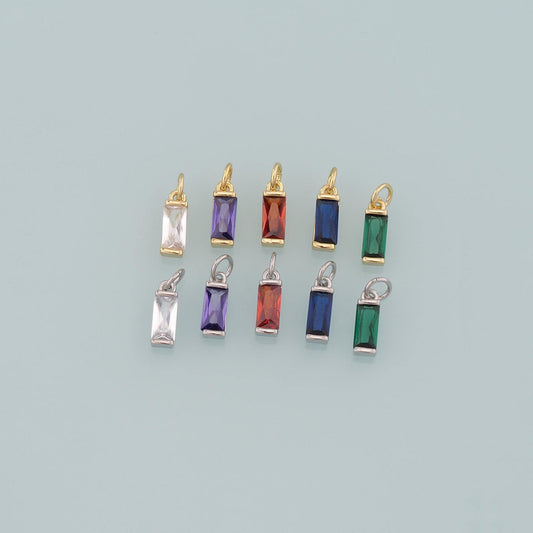 18K Gold Filled Rectangle Pendant,Dainty Rectangle Charm Bracelet Necklace for DIY Jewelry Making Supply