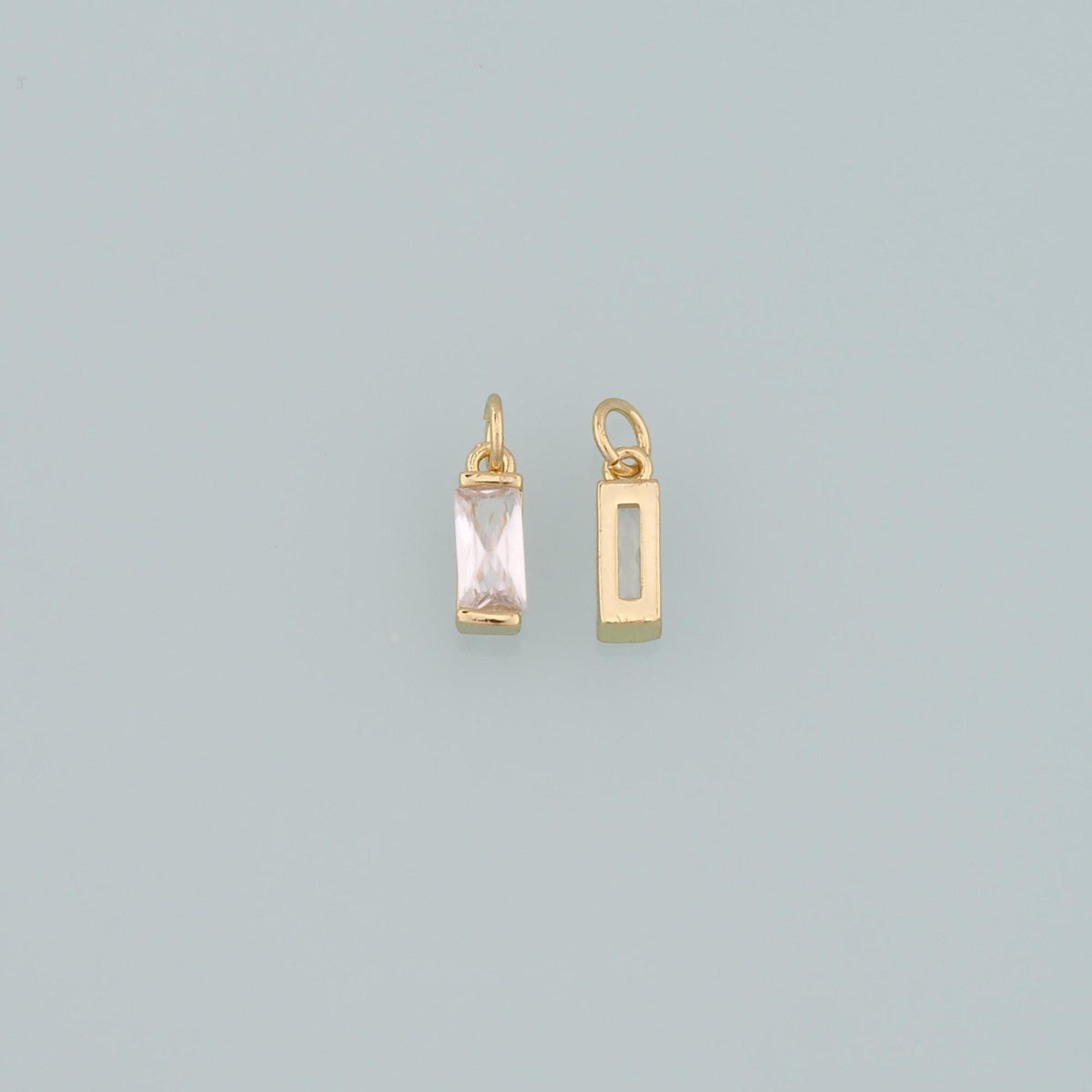 18K Gold Filled Rectangle Pendant,Dainty Rectangle Charm Bracelet Necklace for DIY Jewelry Making Supply