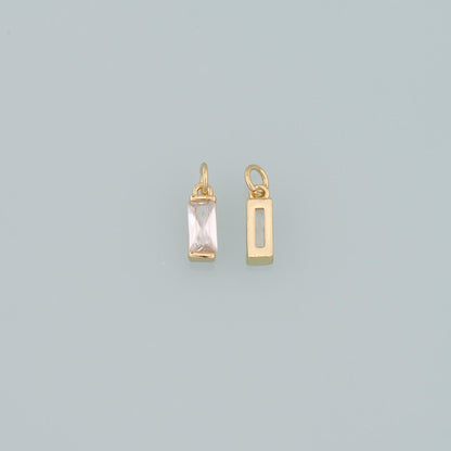 18K Gold Filled Rectangle Pendant,Dainty Rectangle Charm Bracelet Necklace for DIY Jewelry Making Supply