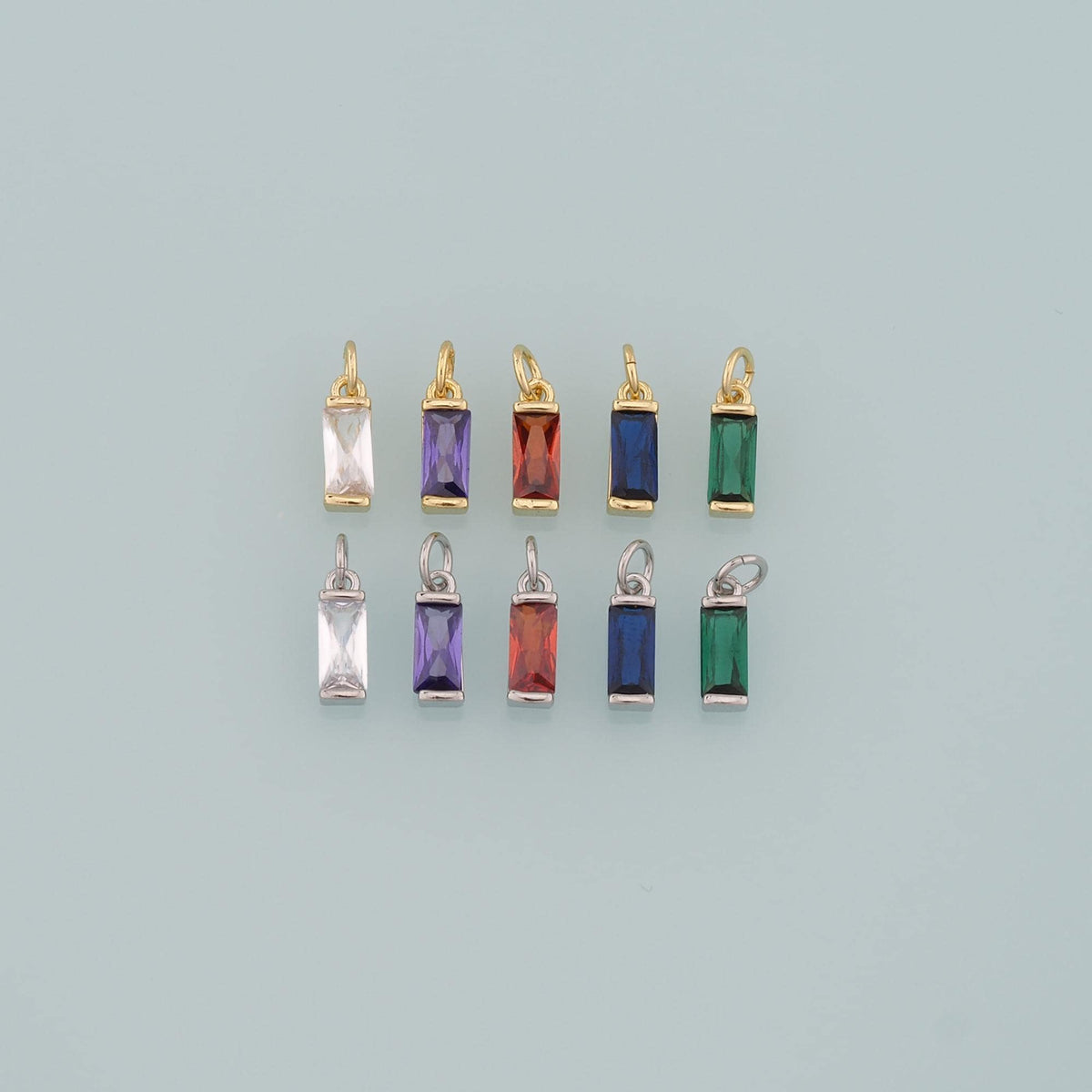 18K Gold Filled Rectangle Pendant,Dainty Rectangle Charm Bracelet Necklace for DIY Jewelry Making Supply