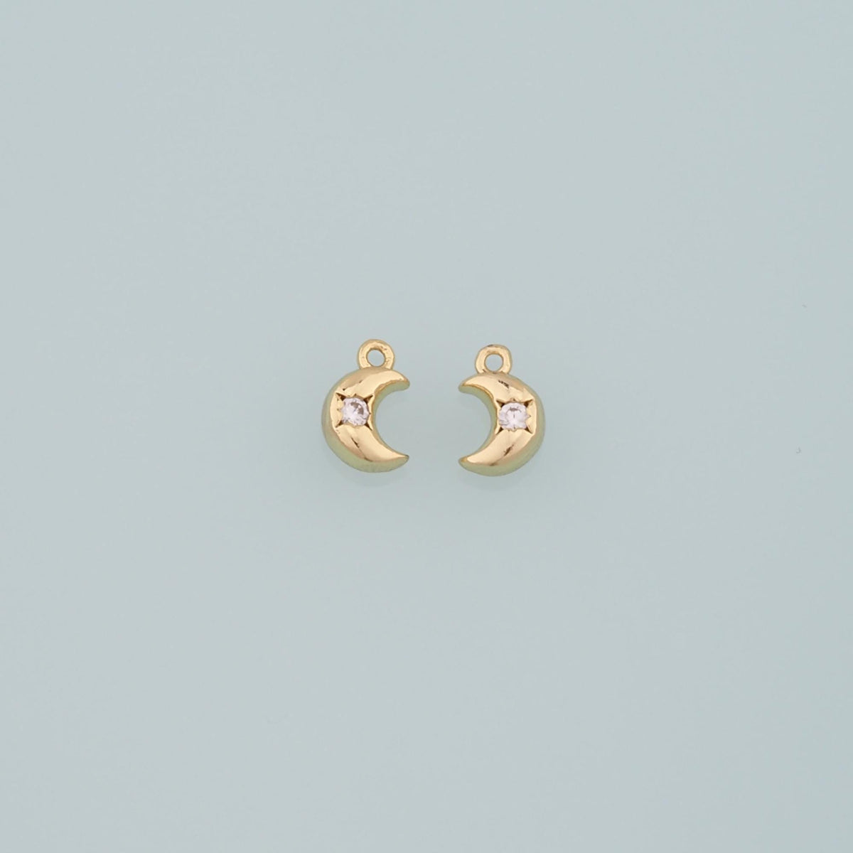 18K Gold Filled Cubic Zirconia Moon Charm Pendant for Jewelry Making