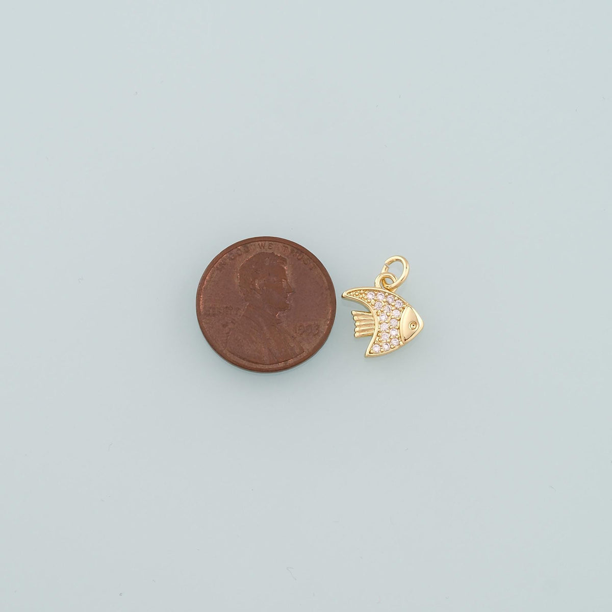 18K Gold Filled Fish CZ Charm Pendant for Jewelry Making