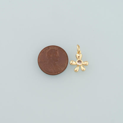 18K Gold Filled Flower Charm Pendant for Jewelry Making