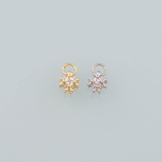 Gold Square Charms,18K Gold Filled Square Pendant,CZ Micro Pave Square Charm Bracelet Necklace for DIY Jewelry Making Supply