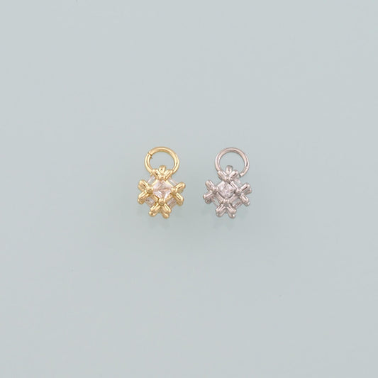 Gold Square Charms,18K Gold Filled Square Pendant,CZ Micro Pave Square Charm Bracelet Necklace for DIY Jewelry Making Supply